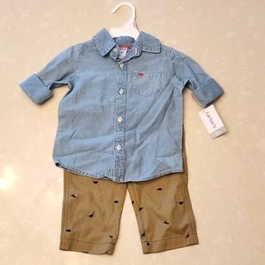 NWT Carter's  Jean shirt with khaki pants